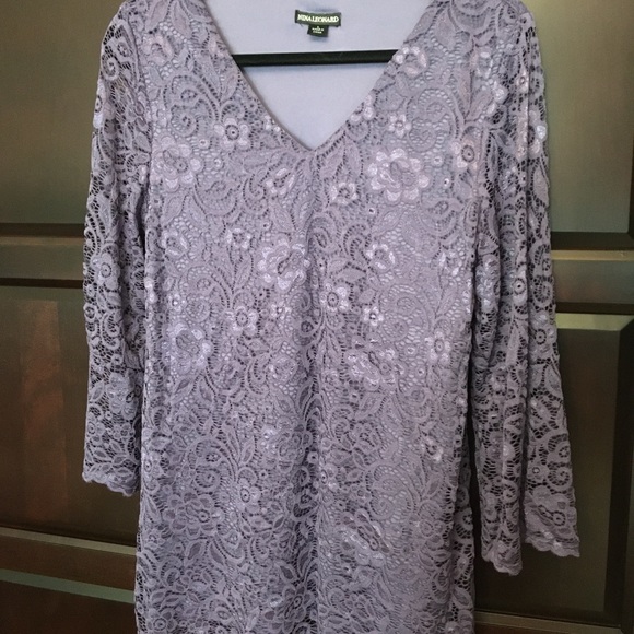Nina Leonard Lace Peplum Tunic - Purple, L - Picture 2 of 5
